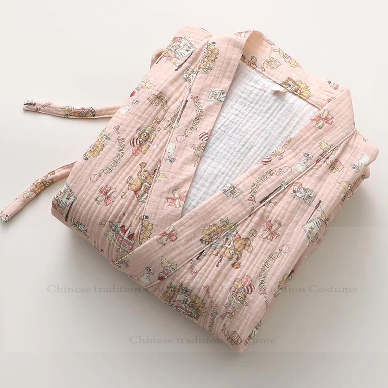 Lady Kawaii Cartoon Print Pajamas Crepe Cotton Kimono Gown Women Soft Shower Bathrobe Summer Autumn Home Dressing Gown Nightwear
Lady Kawaii Cartoon Print Pajamas Crepe Cotton Kimono Gown Women Soft Shower Bathrobe Summer Autumn Home Dressing Gown Nightwear