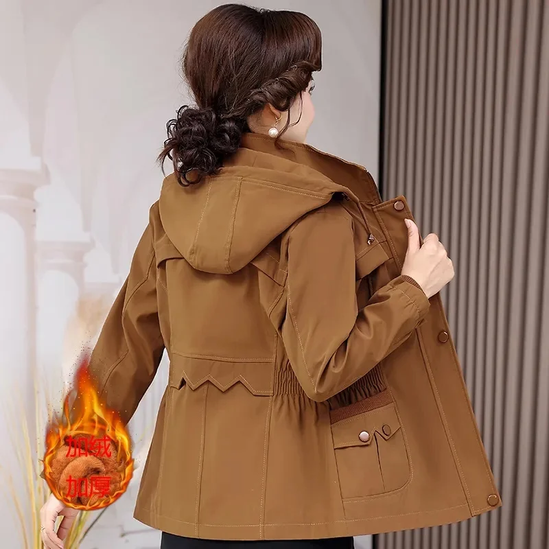 Fashion Windbreaker Coat Women's 2025Spring Autumn Winter New Jacket Short Hooded Overwear Middle-Aged Mother Outcoat Female Top
Fashion Windbreaker Coat Women's 2025Spring Autumn Winter New Jacket Short Hooded Overwear Middle-Aged Mother Outcoat Female Top