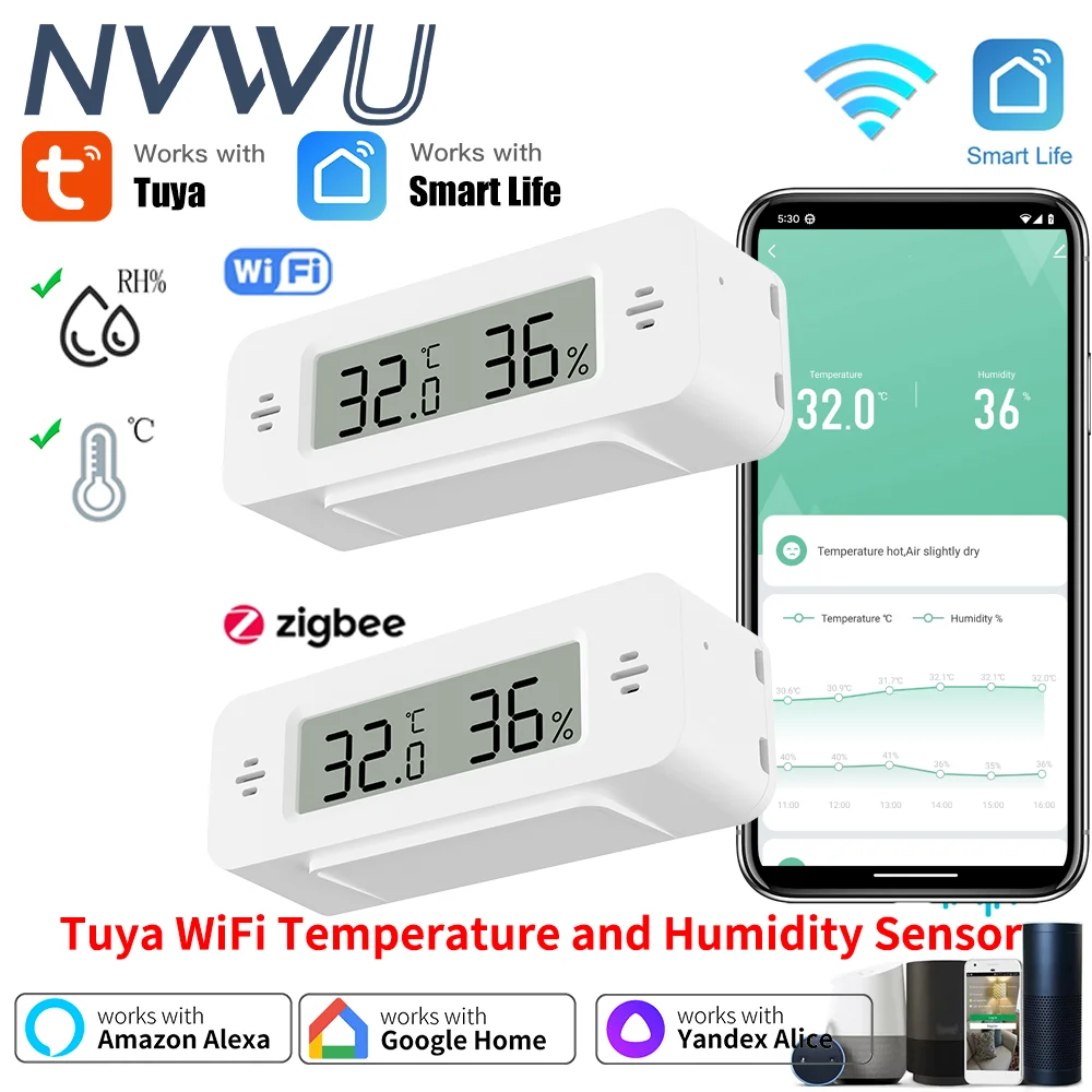 Tuya WiFi Zigbee Mini Temperature Humidity For Smart Home Thermometer Hygrometer APP Remote Work with Google Home Yandex Alexa
Tuya WiFi Zigbee Mini Temperature Humidity For Smart Home Thermometer Hygrometer APP Remote Work with Google Home Yandex Alexa