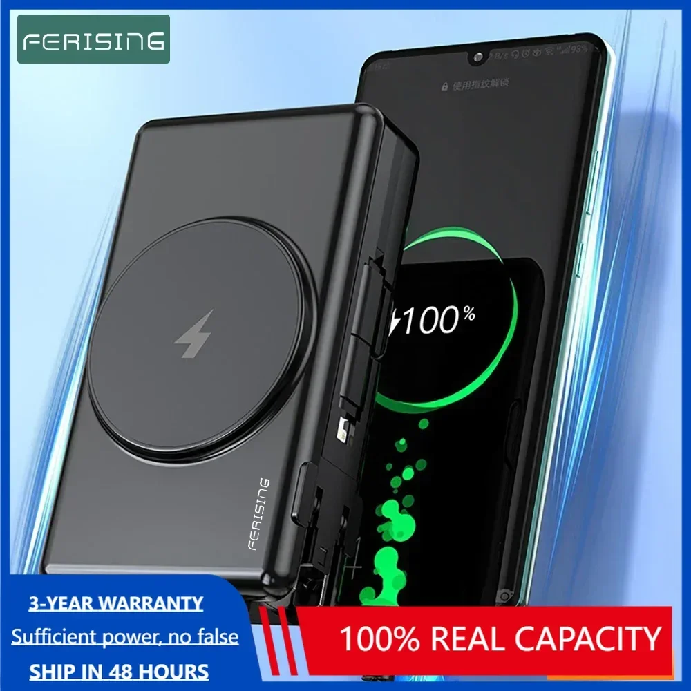 FERISING-Multifunction LED Power Bank, 5in 1, Built-in Cable, 22.5W, PD 5A, Super Fast Quick Charger, Type C, USB C, QC3.0, QC
FERISING-Multifunction LED Power Bank, 5in 1, Built-in Cable, 22.5W, PD 5A, Super Fast Quick Charger, Type C, USB C, QC3.0, QC