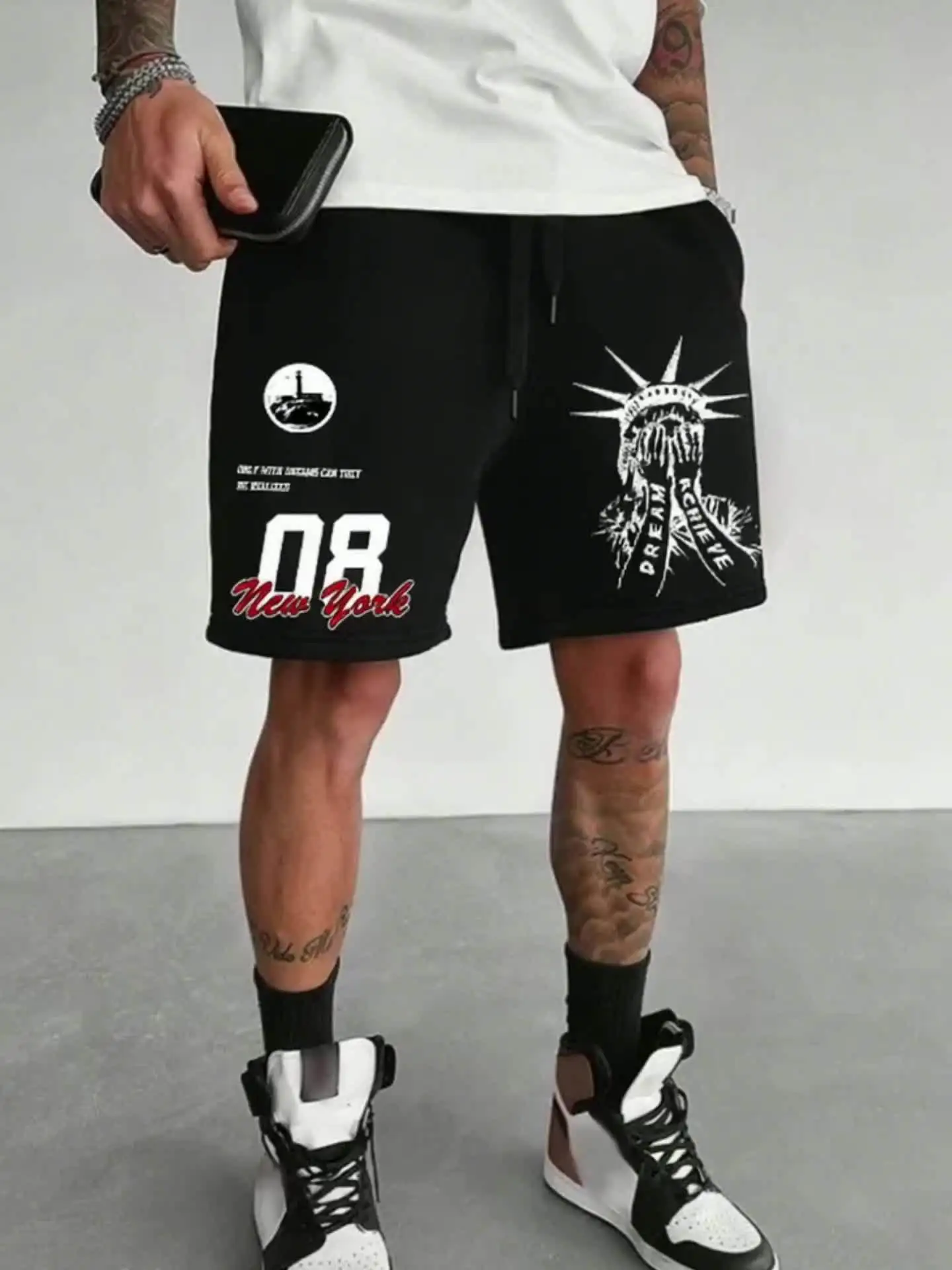Men's Summer Street Trendy Cool Black Shorts Statue of Liberty Creative Printed Pattern Casual Pants
Men's Summer Street Trendy Cool Black Shorts Statue of Liberty Creative Printed Pattern Casual Pants