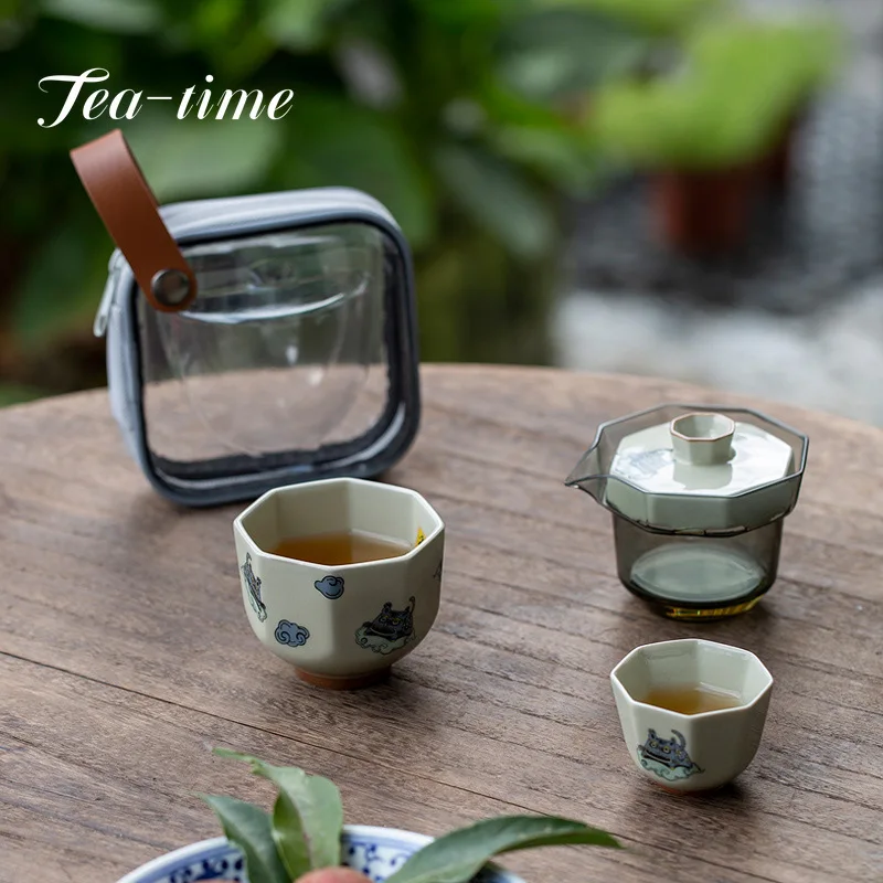 Grass Ash Lucky Tiger Glass Travel Tea Set Octagonal Shape Outdoor Portable Ceramic Quick Cup One Pot Two Cup Kung Fu Tea Set
Grass Ash Lucky Tiger Glass Travel Tea Set Octagonal Shape Outdoor Portable Ceramic Quick Cup One Pot Two Cup Kung Fu Tea Set