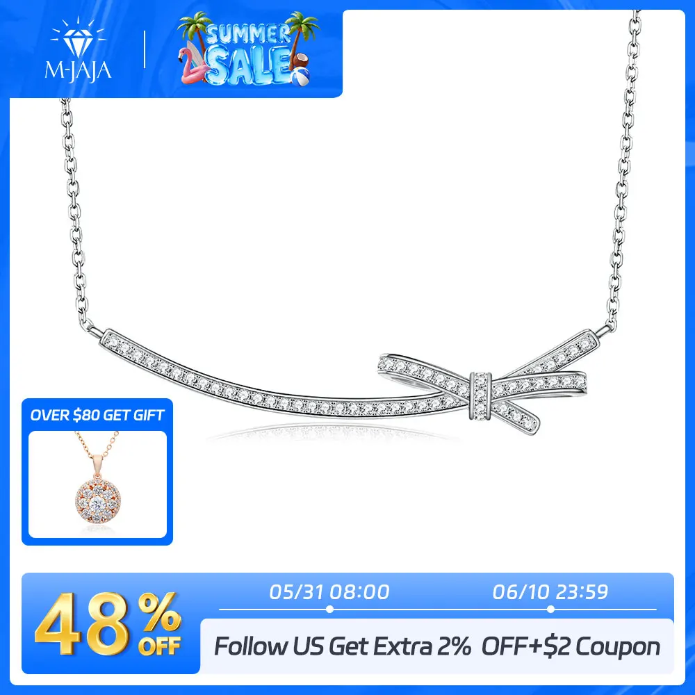 M-JAJA Full Moissanite Necklace for Women 925 Sterling Silver Chain 1.3mm Lab Diamond Elegant Bow Pendant Sparkling Jewelry Gift
M-JAJA Full Moissanite Necklace for Women 925 Sterling Silver Chain 1.3mm Lab Diamond Elegant Bow Pendant Sparkling Jewelry Gift
