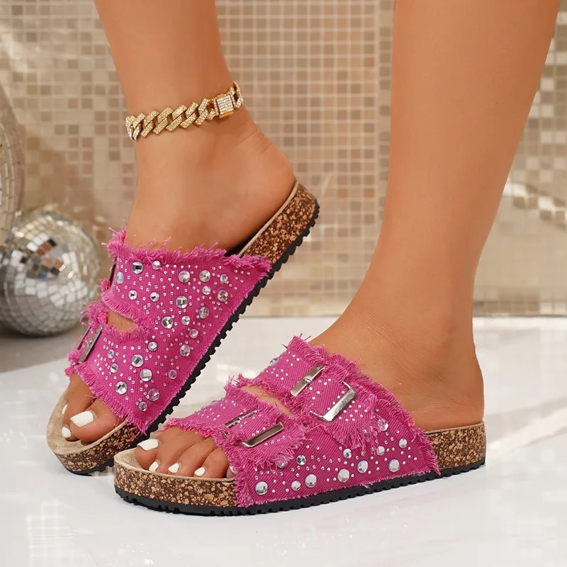 Women Slippers Rhinestone Glitter Sandals Slip-On Double Buckle Slippers Party Elegant Shoes Women Sparkling Trend Slides Women
Women Slippers Rhinestone Glitter Sandals Slip-On Double Buckle Slippers Party Elegant Shoes Women Sparkling Trend Slides Women