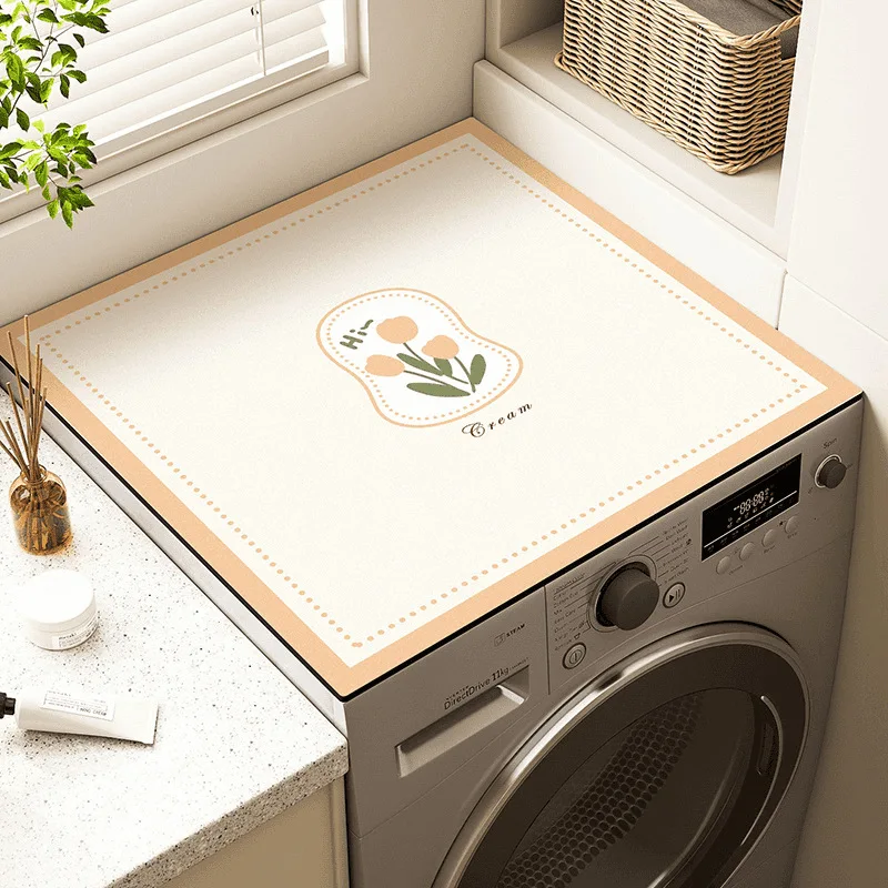 VIKAMA Cream Style Tulip Washing Machine Top Mat, Dryer Dust Cover, Water-Absorbent Non-Slip Drainage Mat for Home Decoration
VIKAMA Cream Style Tulip Washing Machine Top Mat, Dryer Dust Cover, Water-Absorbent Non-Slip Drainage Mat for Home Decoration