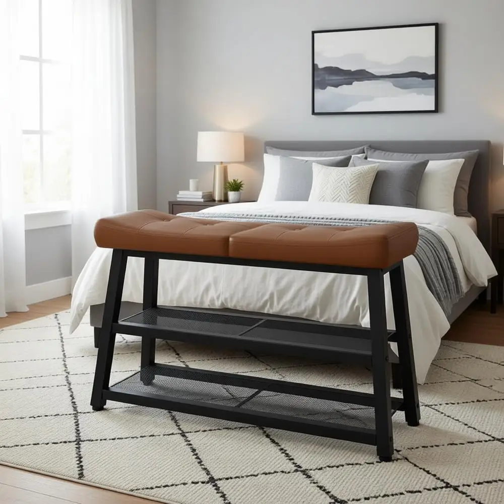 Трехуровневая скамья для хранения обуви с подушкой, идеально подходит для прихожей, фойе или спальни, в коричневом и черном цветах.
Трехуровневая скамья для хранения обуви с подушкой, идеально подходит для прихожей, фойе или спальни, в коричневом и черном цветах.