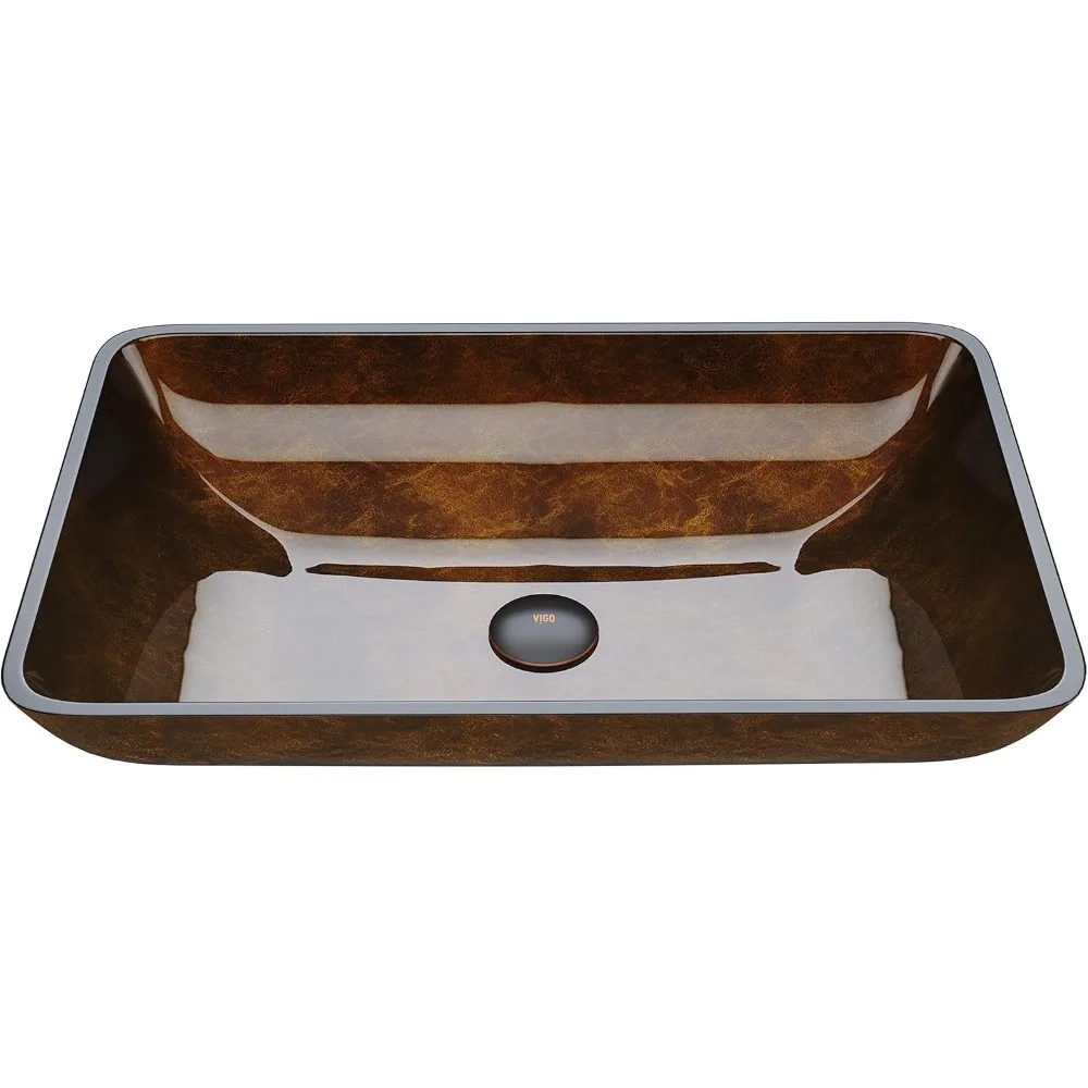 23" L x 15" W x 5" H Over The Counter Glass Rectangular Vessel Bathroom Sink in Rich
23" L x 15" W x 5" H Over The Counter Glass Rectangular Vessel Bathroom Sink in Rich