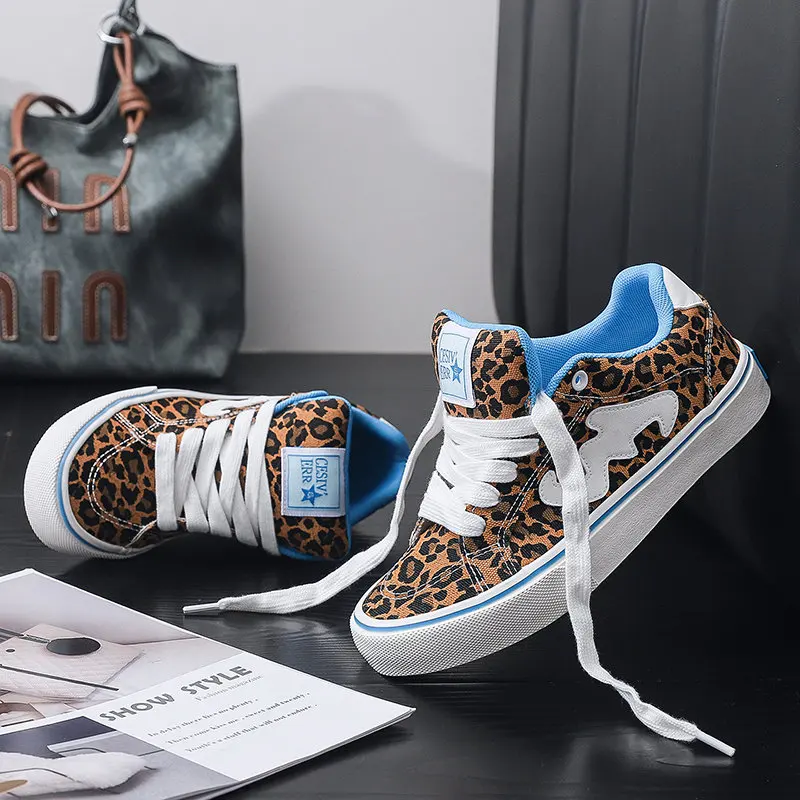 New Design Fashion Leopard Printed Men's Skateboarding Shoes Unisex Breathable Canvas Shoes Lace-up Casual Sneakers Men Women
New Design Fashion Leopard Printed Men's Skateboarding Shoes Unisex Breathable Canvas Shoes Lace-up Casual Sneakers Men Women