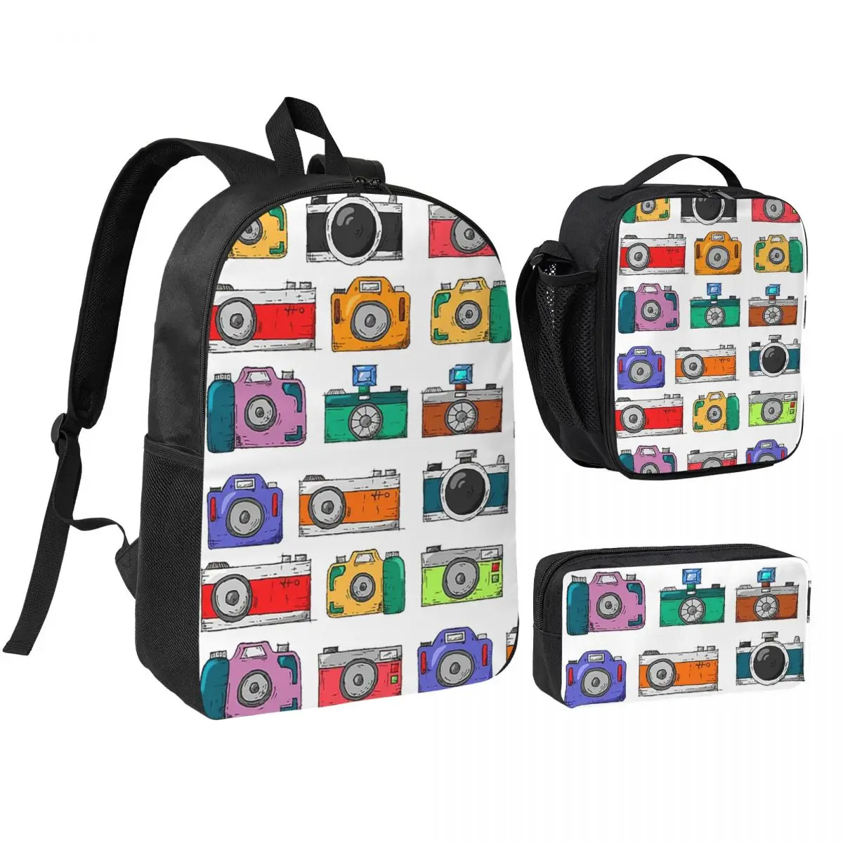 Retro Camera Backpack Student BookBag School Bag Shoulder Bags 3ps Insulated Lunch Bag Pencil Case
Retro Camera Backpack Student BookBag School Bag Shoulder Bags 3ps Insulated Lunch Bag Pencil Case