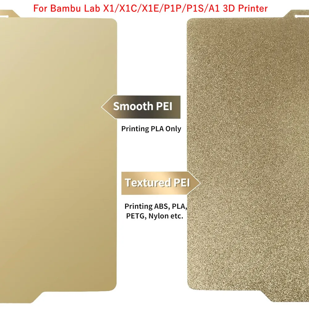 Smooth/Textured PEI Build Plate for Bambu Lab X1C X1E P1S P1P A1 Double Sided PEI Spring Steel Sheet for Bambulab 3D Printer Bed
Smooth/Textured PEI Build Plate for Bambu Lab X1C X1E P1S P1P A1 Double Sided PEI Spring Steel Sheet for Bambulab 3D Printer Bed