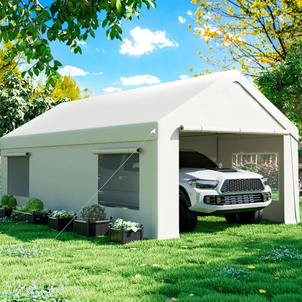 Carport 12' x 20' Heavy Duty Portable Garage, Carport Canopy with Side-Opening Door & Roll-Up Windows, White
Carport 12' x 20' Heavy Duty Portable Garage, Carport Canopy with Side-Opening Door & Roll-Up Windows, White