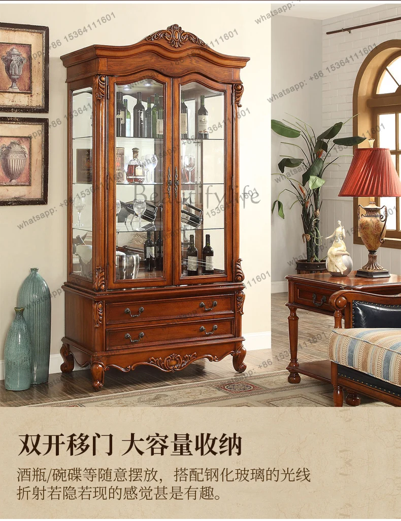 American solid wood wine cabinet transparent glass display cabinet European storage cabinet
American solid wood wine cabinet transparent glass display cabinet European storage cabinet