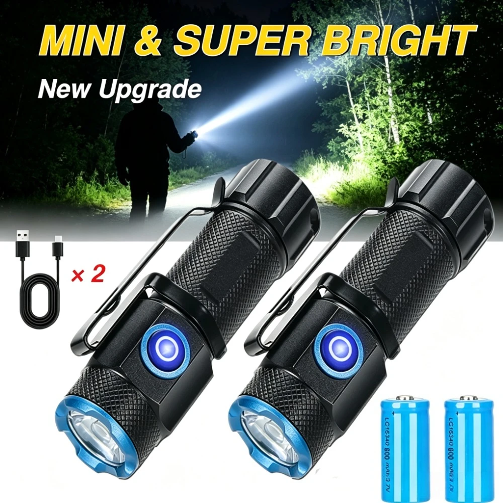 P50 LED Mini Flashlight Super Bright Waterproof Torch with Tail Magnet 16340 Battery USB Rechargeable Camping Emergency Lantern
P50 LED Mini Flashlight Super Bright Waterproof Torch with Tail Magnet 16340 Battery USB Rechargeable Camping Emergency Lantern