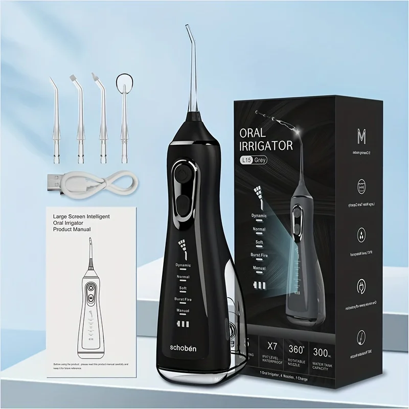 Portable Irrigator USB Rechargeable Water Flosser Dental Water Jet 300ML Water Tank Waterproof Teeth Cleaner Dental Irrigator
Portable Irrigator USB Rechargeable Water Flosser Dental Water Jet 300ML Water Tank Waterproof Teeth Cleaner Dental Irrigator