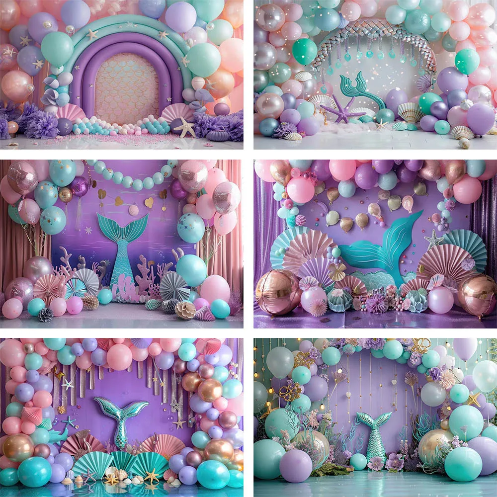 Mehofond Mermaid Tail Princess Girl Birthday Backdrop for Photography Colorful Balloon Baby Shower Cake Smash Photo Background
Mehofond Mermaid Tail Princess Girl Birthday Backdrop for Photography Colorful Balloon Baby Shower Cake Smash Photo Background