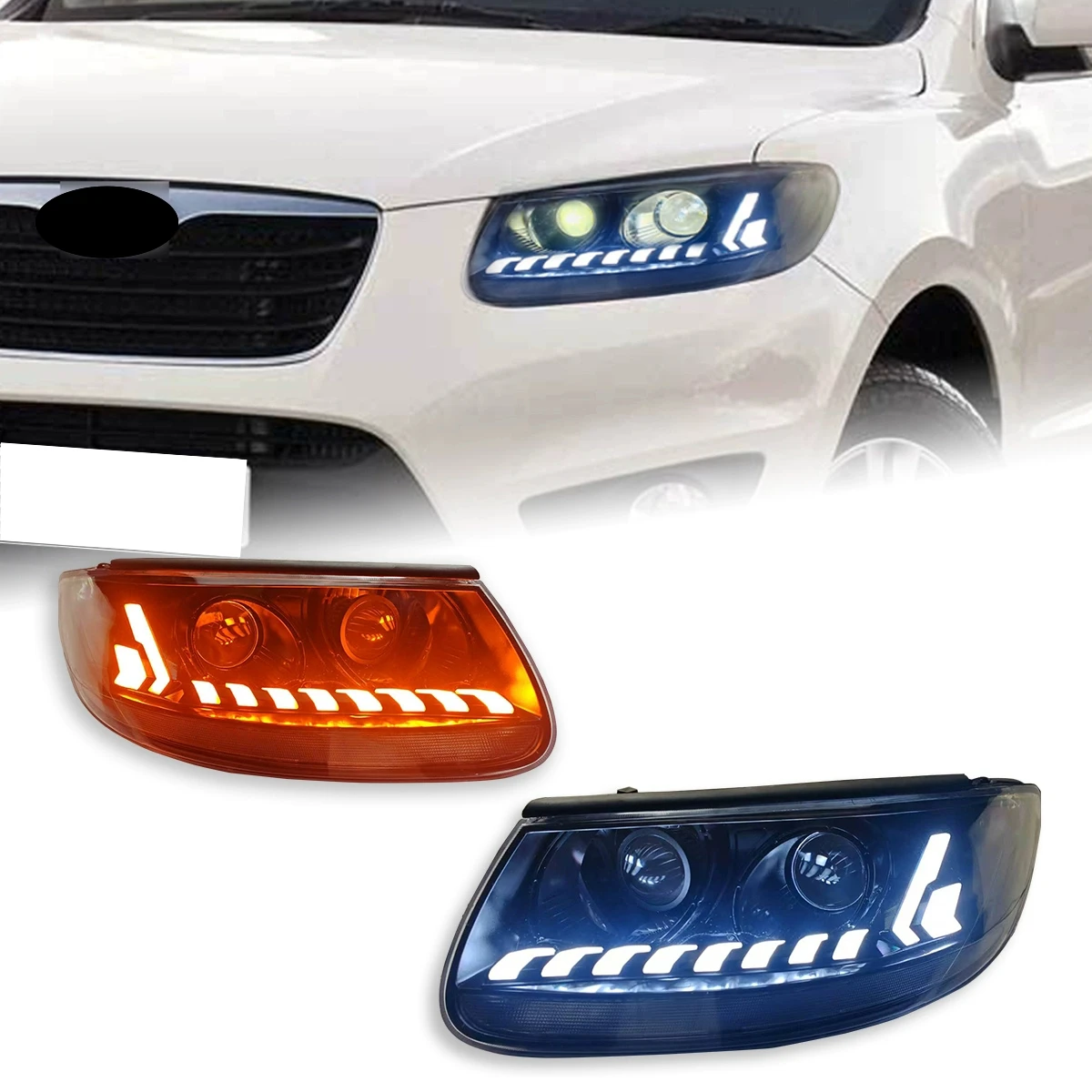 Светодиодная фара в сборе для Hyundai SantaFe 2006-12, модифицированная передняя фара, объектив DRL, динамический указатель поворота
Светодиодная фара в сборе для Hyundai SantaFe 2006-12, модифицированная передняя фара, объектив DRL, динамический указатель поворота