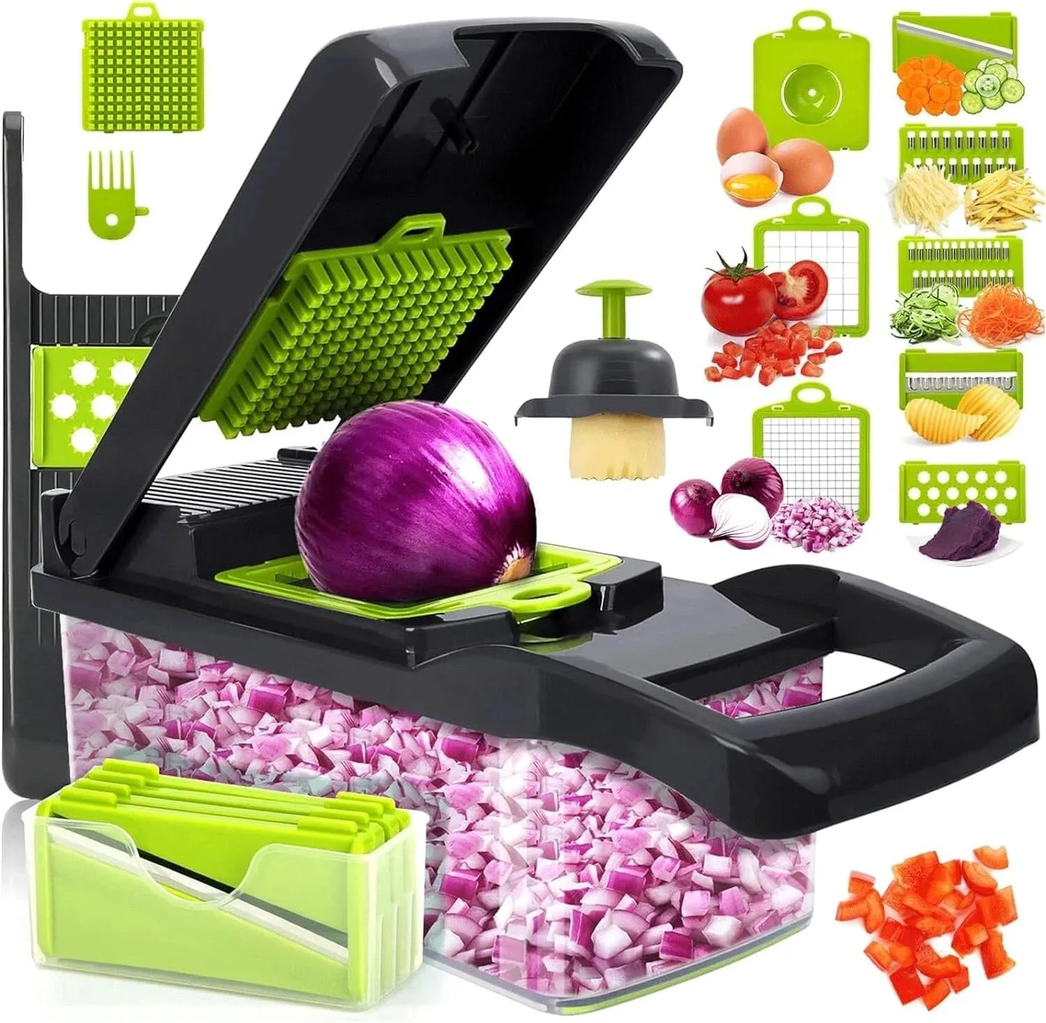 16-In-1 Vegetable Fruit Chopper Cutter Food Onion Veggie Dicer Slicer Kitchen
16-In-1 Vegetable Fruit Chopper Cutter Food Onion Veggie Dicer Slicer Kitchen