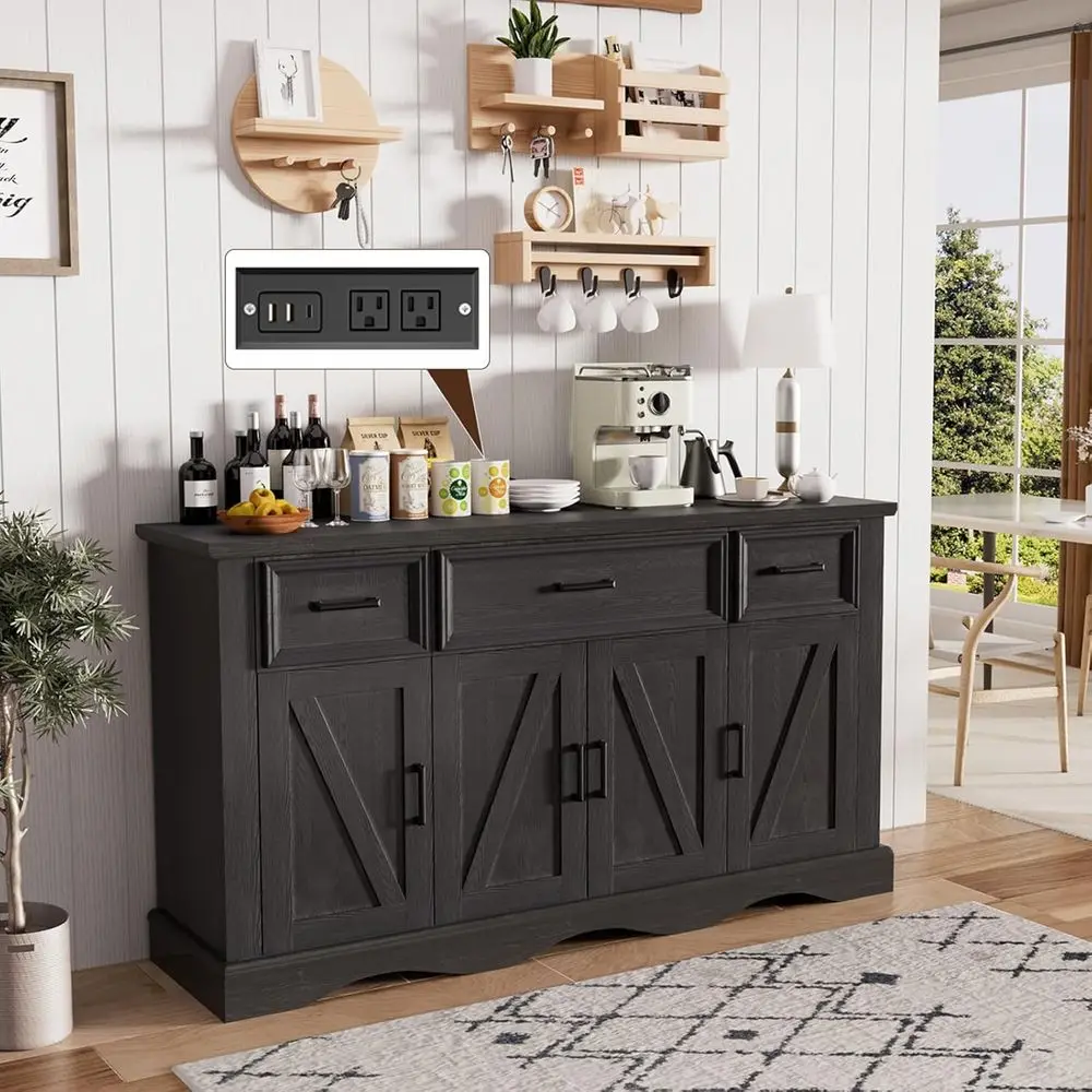 Large 56 Wooden Buffet Cabinet, Coffee & Wine Bar, Wave Base, Multi-Functional Table, Charging Station, Ideal for Living/Dining
Large 56 Wooden Buffet Cabinet, Coffee & Wine Bar, Wave Base, Multi-Functional Table, Charging Station, Ideal for Living/Dining