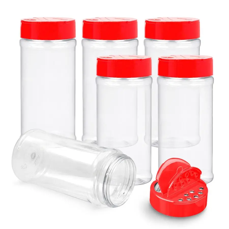 6 Pack 16 Oz Plastic Spice Jars with Red Cap, Clear and Safe Plastic Bottle Containers with Shaker Lids for Storing Spice, Herbs
6 Pack 16 Oz Plastic Spice Jars with Red Cap, Clear and Safe Plastic Bottle Containers with Shaker Lids for Storing Spice, Herbs