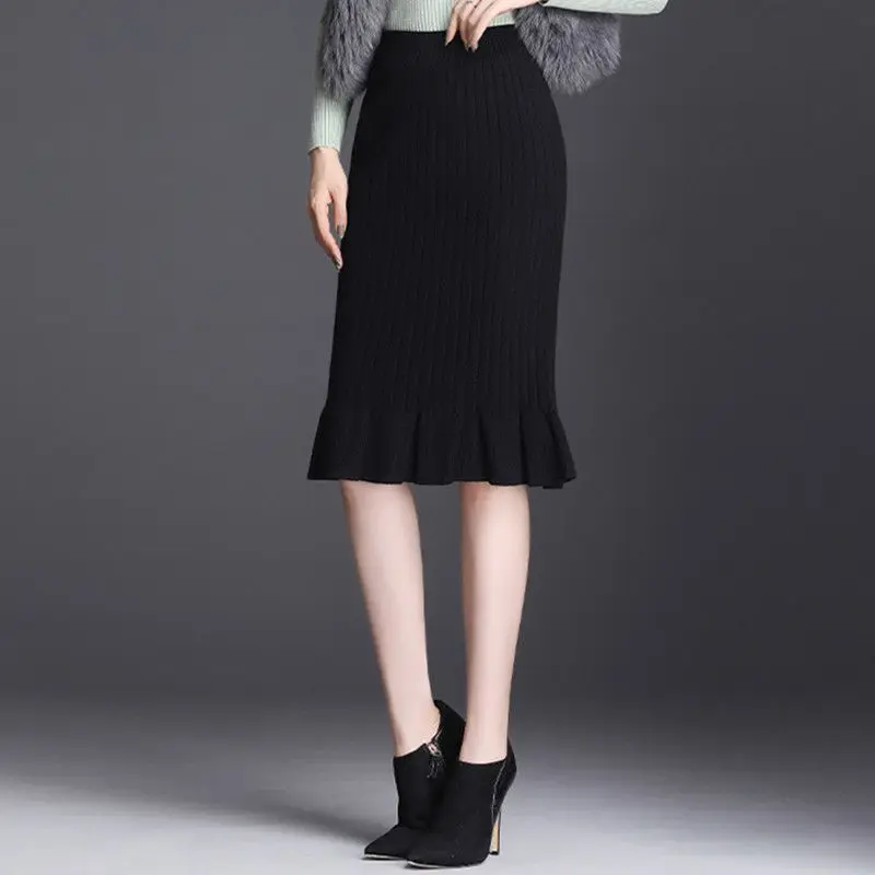 Knitted Skirts Split High Waist Elastic Ruffles Mid-length Fashion Elasticity Skirt Casual Women Clothes Drop Shipping T411
Knitted Skirts Split High Waist Elastic Ruffles Mid-length Fashion Elasticity Skirt Casual Women Clothes Drop Shipping T411