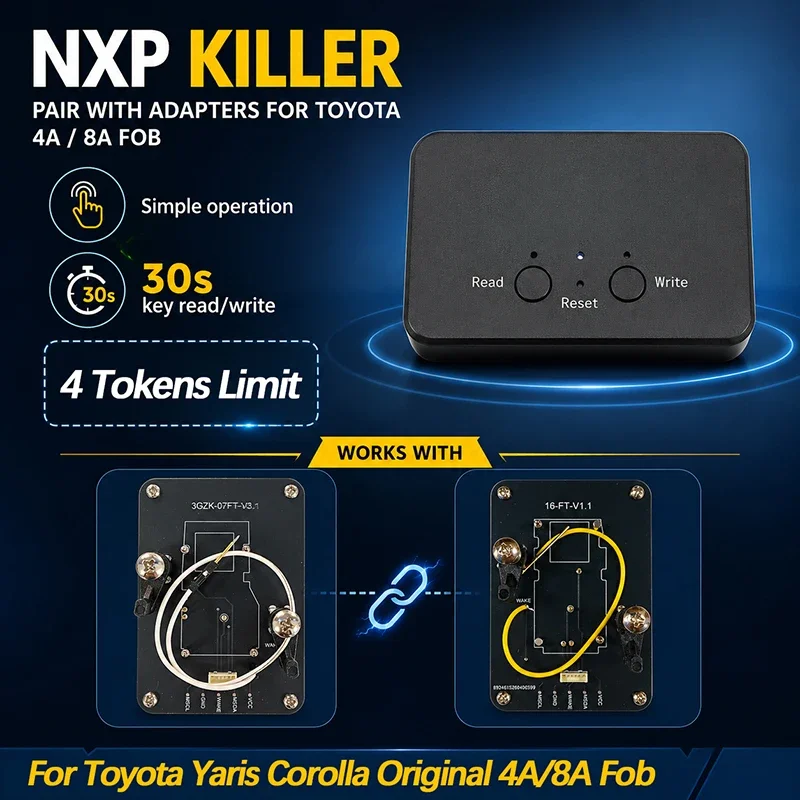 CNP259 NXP KILLER With Adapter Esay Tool B3H2K2R B2U2K2R 4A 8A Chip Model Key Adding For Toyota Corolla RAV4 4 Tokens Limit Use
CNP259 NXP KILLER With Adapter Esay Tool B3H2K2R B2U2K2R 4A 8A Chip Model Key Adding For Toyota Corolla RAV4 4 Tokens Limit Use