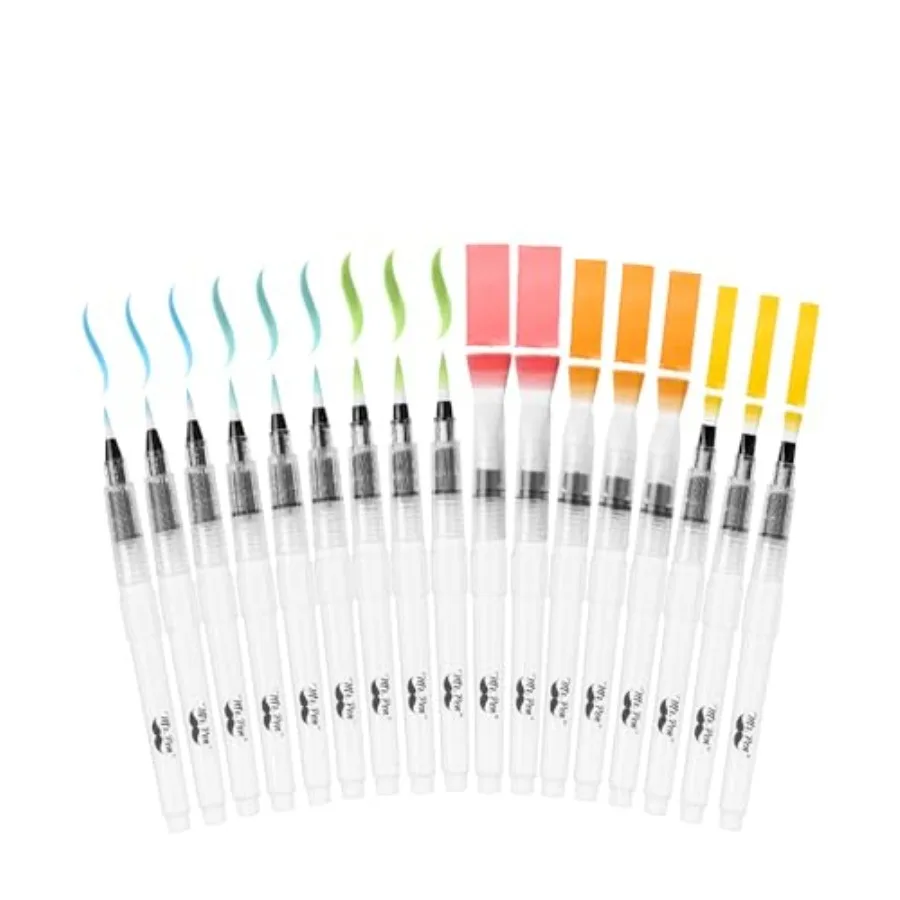 - Watercolor Brush Pens, 18 pcs, 9 x Point Tips and 9 x Flat Tips Styles, Nylon Bristles, Refillable Watercolor Pens for Acryli
- Watercolor Brush Pens, 18 pcs, 9 x Point Tips and 9 x Flat Tips Styles, Nylon Bristles, Refillable Watercolor Pens for Acryli