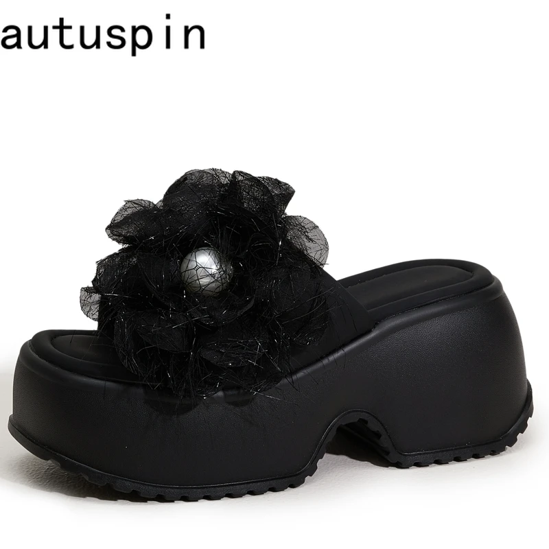 AUTUSPIN 8cm Women Slippers Summer Fashion Beach Shoes Platform Wedges Ladies Slides Shoes Big Flowers Decoration High Heels
AUTUSPIN 8cm Women Slippers Summer Fashion Beach Shoes Platform Wedges Ladies Slides Shoes Big Flowers Decoration High Heels
