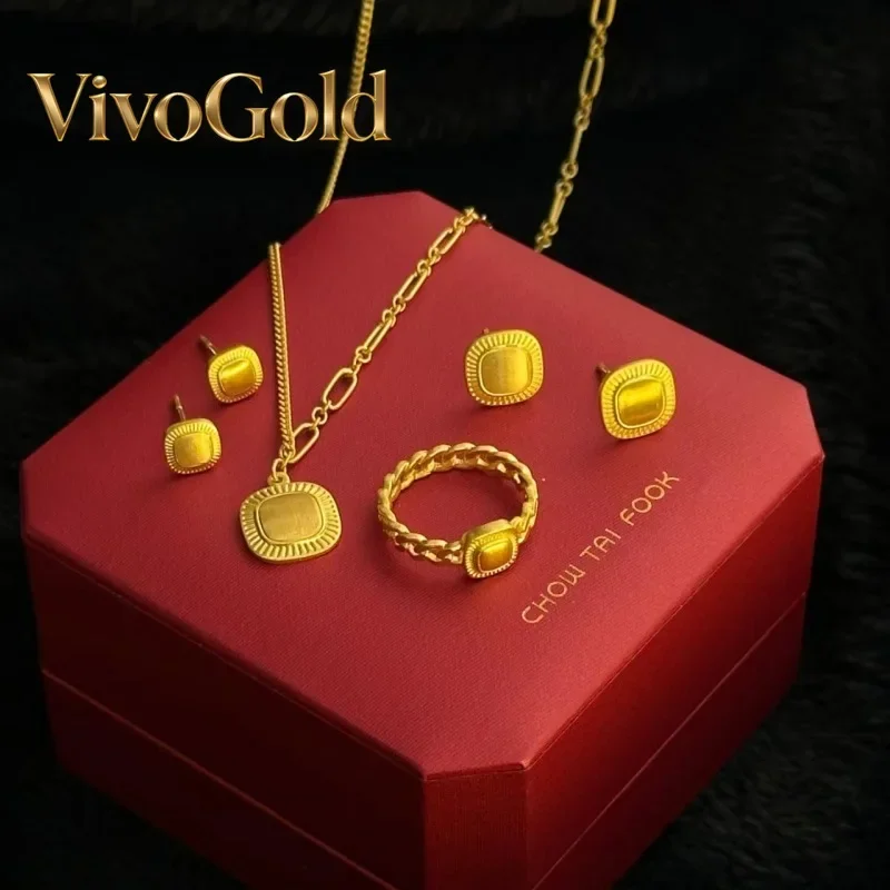 VivoGold9999 24K Real Gold Golden Years Jewelry Three Piece Set Necklace, Small Square Candy Earrings, Retro Luxury Jewelry
VivoGold9999 24K Real Gold Golden Years Jewelry Three Piece Set Necklace, Small Square Candy Earrings, Retro Luxury Jewelry