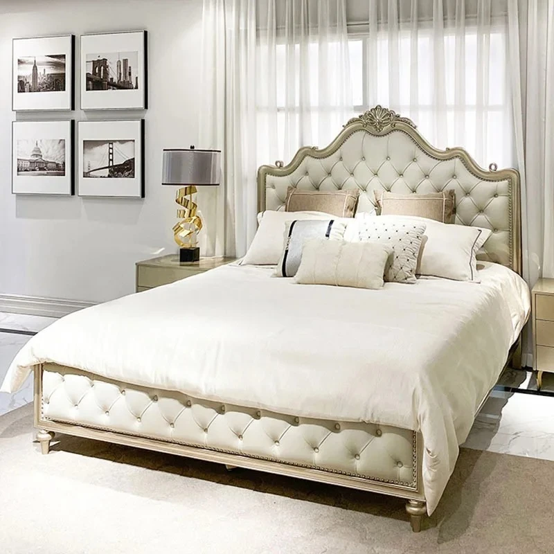 light luxury solid wood leather master bedroom wedding bed 1.8 meters double bed
light luxury solid wood leather master bedroom wedding bed 1.8 meters double bed