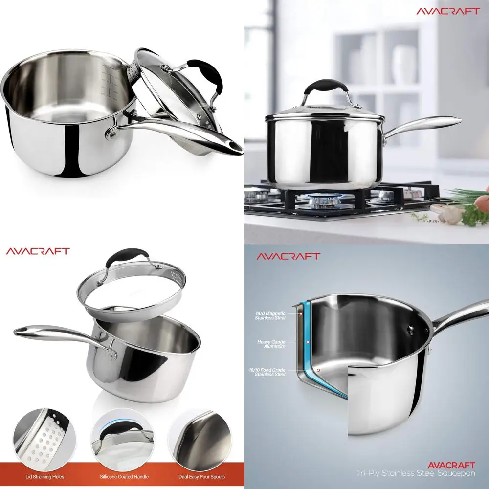 Stainless Steel Triple-Layer Saucepan with Glass Lid and Dual Spout Design for Versatile Cooking
Stainless Steel Triple-Layer Saucepan with Glass Lid and Dual Spout Design for Versatile Cooking