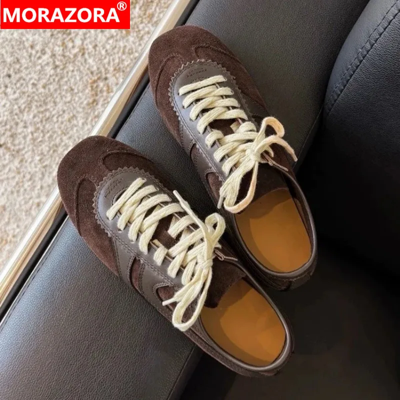 MORAZORA 2026 New Split Leather Women Sneakers Lace Up Fashion Flat Shoes Beige Pink Fashion Casual Shoes Flats
MORAZORA 2026 New Split Leather Women Sneakers Lace Up Fashion Flat Shoes Beige Pink Fashion Casual Shoes Flats