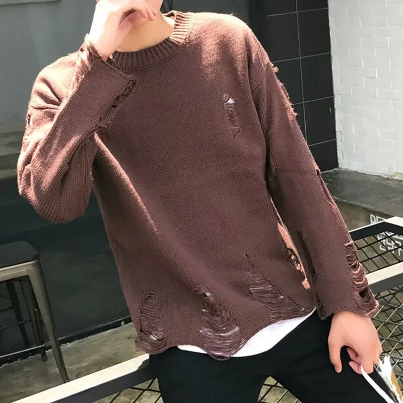 Lazy Streetwear Men Wind O-neck Knitted Ripped Sweater Retro Couple Loose Pullovers Men Knitwear Hole Sweaters
Lazy Streetwear Men Wind O-neck Knitted Ripped Sweater Retro Couple Loose Pullovers Men Knitwear Hole Sweaters
