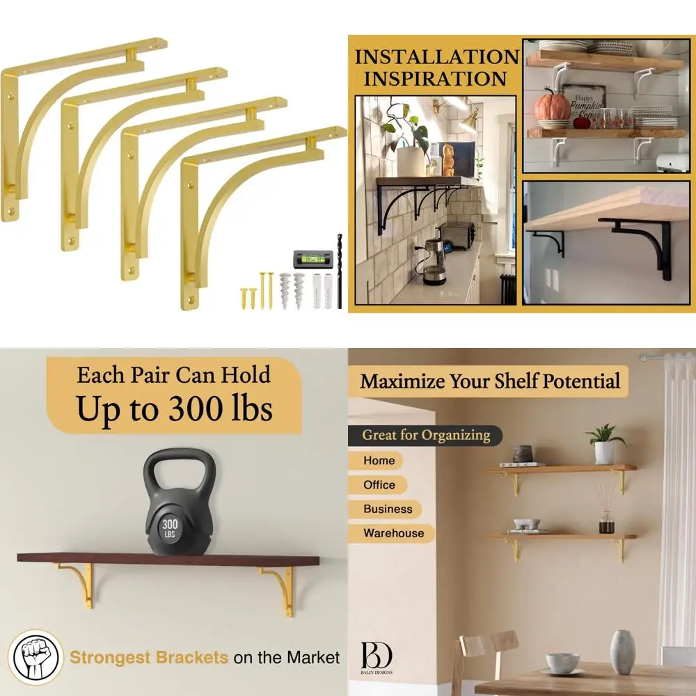 Heavy-Duty 10-Inch Gold Metal Wall Shelf Brackets for Sturdy Support and Durable Shelving Solutions
Heavy-Duty 10-Inch Gold Metal Wall Shelf Brackets for Sturdy Support and Durable Shelving Solutions