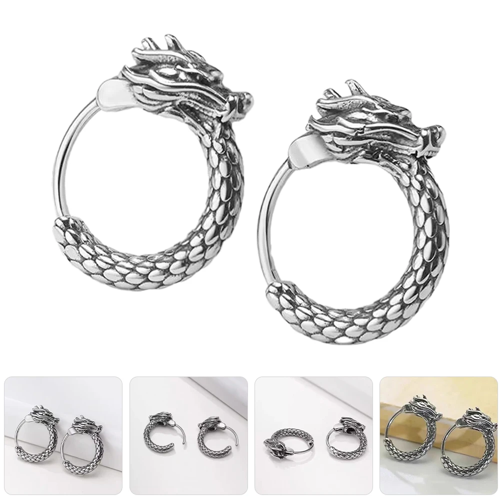 Dragon Pattern Earrings Vintage for Men Cool Jewelry Dargon Hoop Chinese Dangle Trendy 
Dragon Pattern Earrings Vintage for Men Cool Jewelry Dargon Hoop Chinese Dangle Trendy