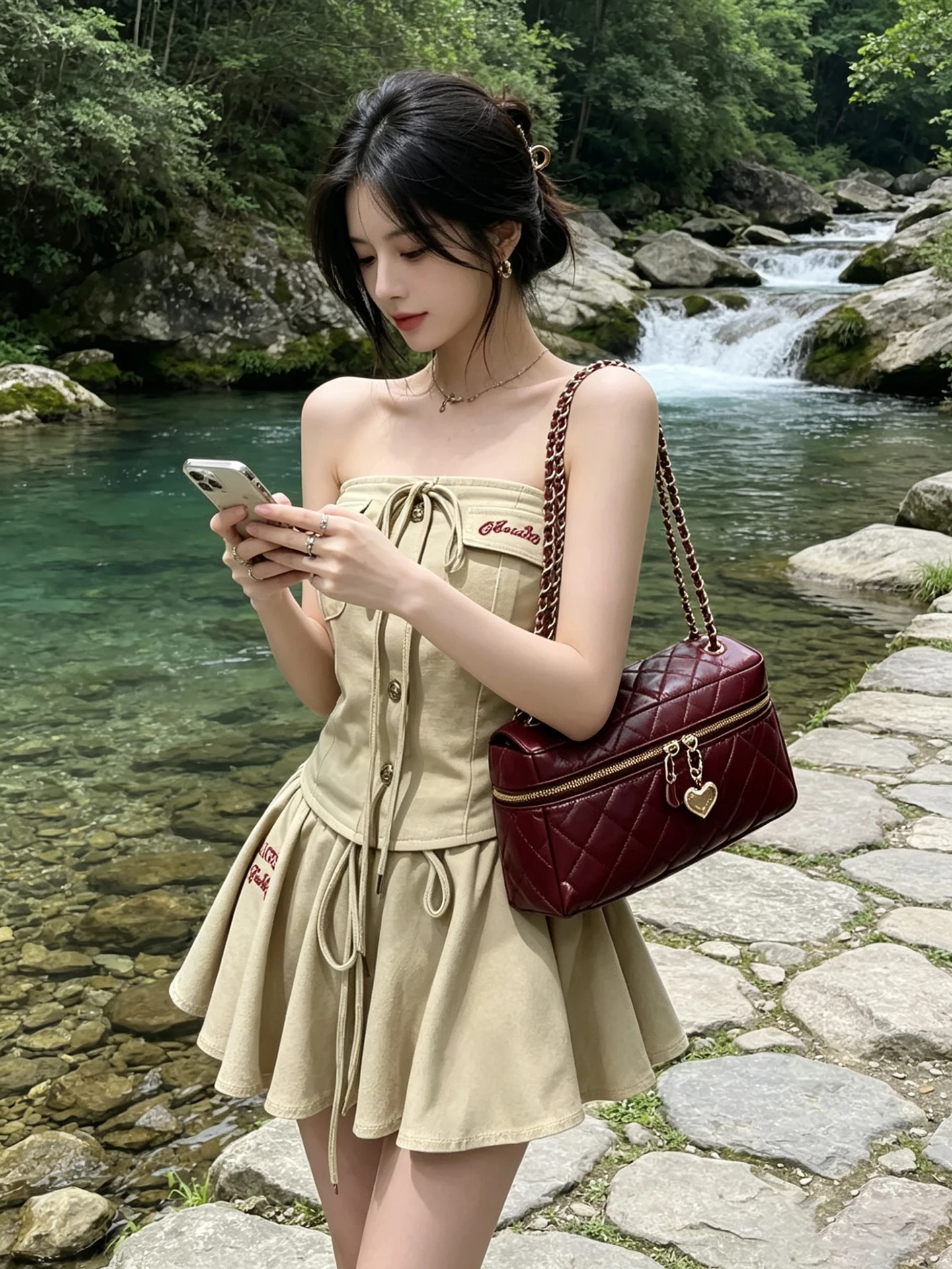 Sweet Cool Spicy Girl Workwear Tube Top Women's Small Size Retro High Waist Drawstring A-Line Skirt Two-Piece Set
Sweet Cool Spicy Girl Workwear Tube Top Women's Small Size Retro High Waist Drawstring A-Line Skirt Two-Piece Set