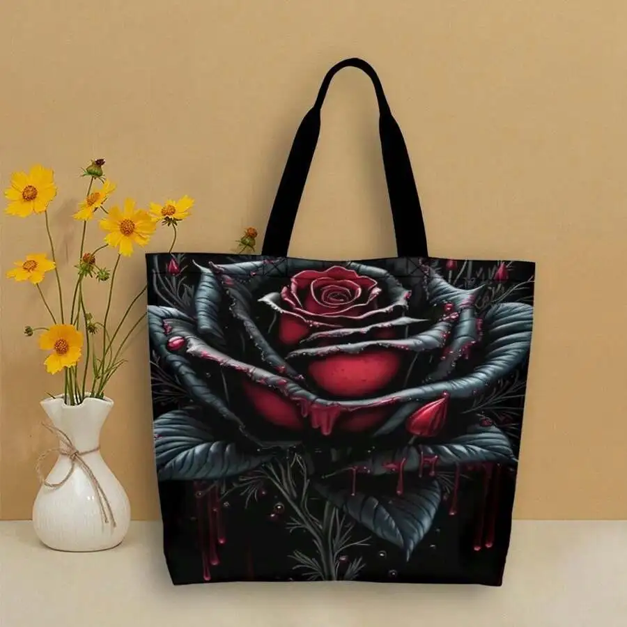 Gothic Black Rose Red Drip Tote Bag Unisex Casual Shoulder Bag
Gothic Black Rose Red Drip Tote Bag Unisex Casual Shoulder Bag