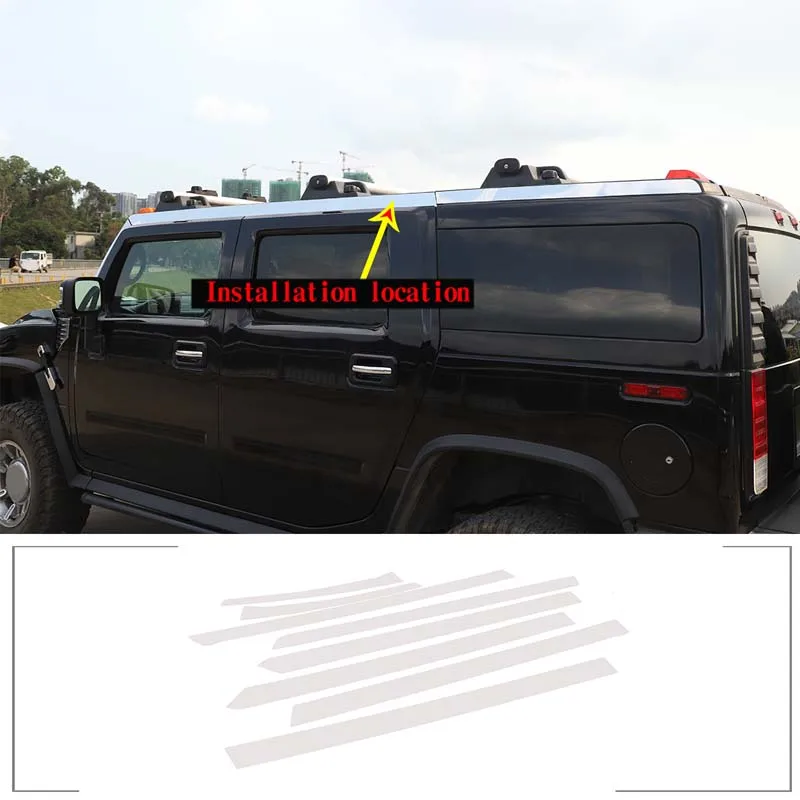Stainless Steel Silver Car Windshield Roof Two Side Trim Cover Stickers For Hummer H2 2003-2007 Car Accessories
Stainless Steel Silver Car Windshield Roof Two Side Trim Cover Stickers For Hummer H2 2003-2007 Car Accessories