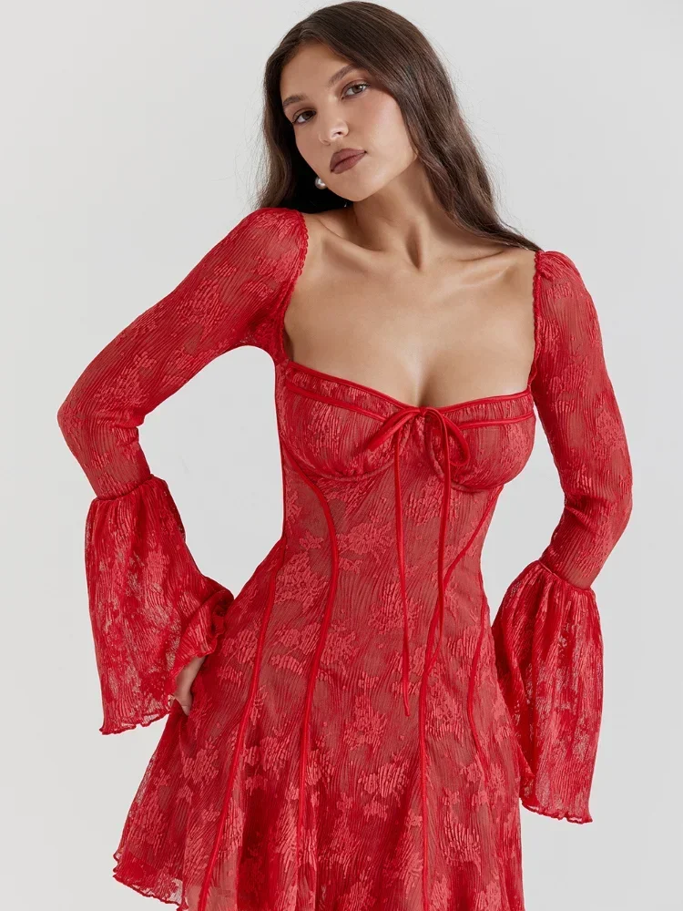 Elegant Lace Backless Print Mini Dress Women Fashion Square Collar Long Flare Sleeve A-line Pleated Robes Ladies Sexy Dresses
Elegant Lace Backless Print Mini Dress Women Fashion Square Collar Long Flare Sleeve A-line Pleated Robes Ladies Sexy Dresses