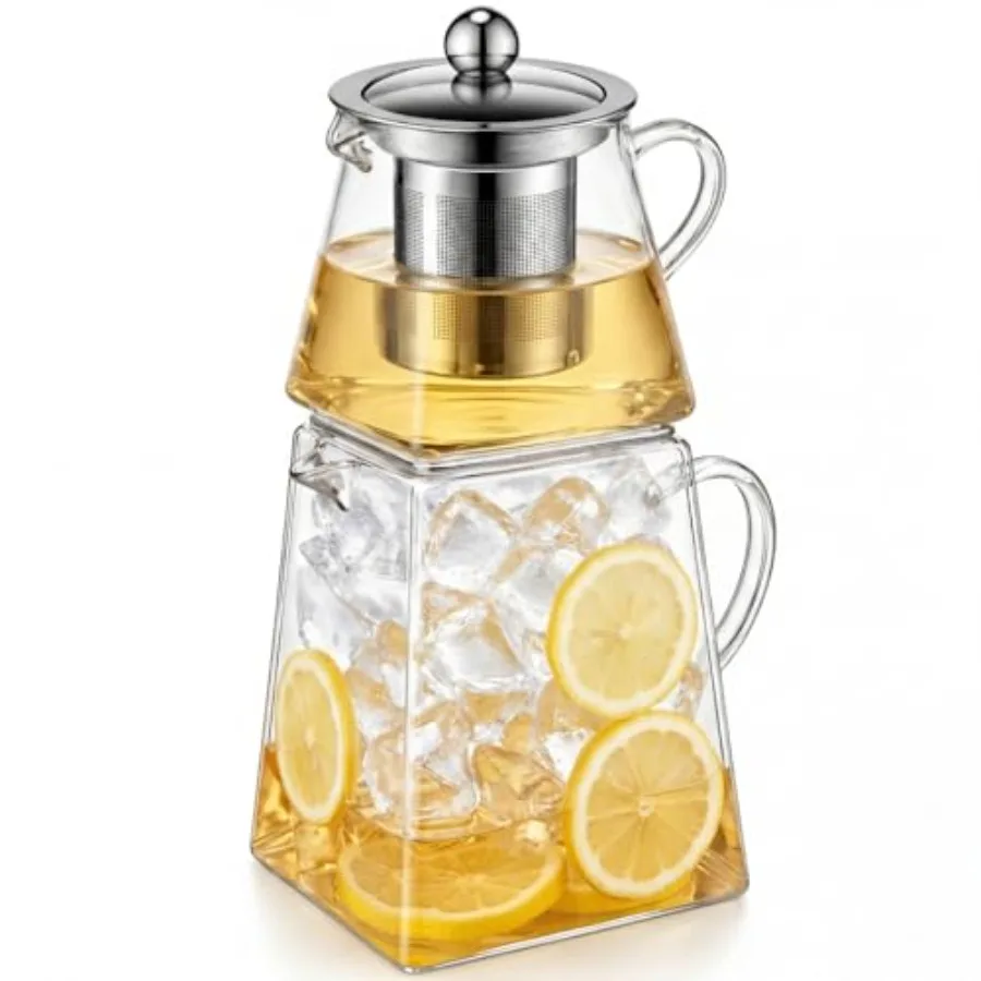 Glass Teapot Set 2-in-1 Iced Tea Pot with Infuser Clear Teapot Steeping Pitcher, Steeping 12oz, Pitcher 32oz Borosilicate Glass
Glass Teapot Set 2-in-1 Iced Tea Pot with Infuser Clear Teapot Steeping Pitcher, Steeping 12oz, Pitcher 32oz Borosilicate Glass