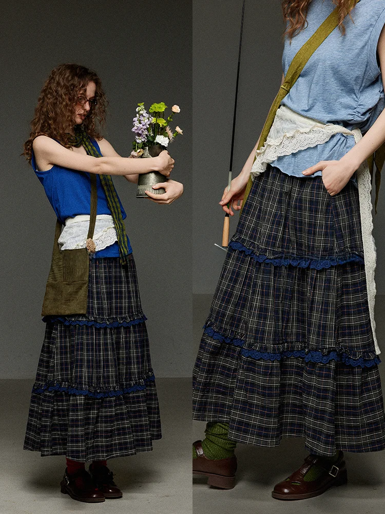 TNIT Retro Patchwork Plaid Half-length Skirt Long Skirt City Commute High Waist A-line Loose Fit Summer Season Chinese Origin
TNIT Retro Patchwork Plaid Half-length Skirt Long Skirt City Commute High Waist A-line Loose Fit Summer Season Chinese Origin