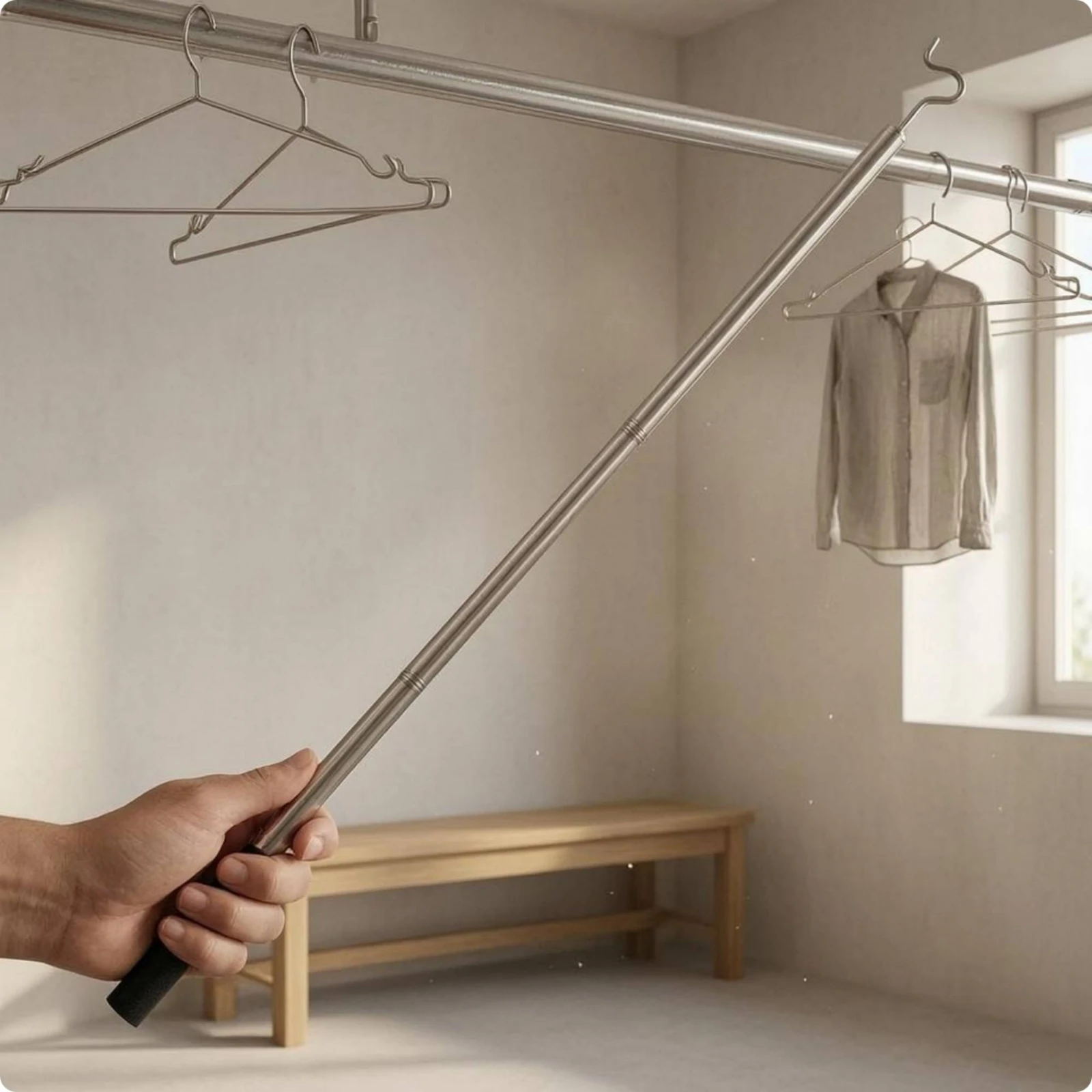 Stainless Steel Hook Rod Non-Slip Handle Clothes Hook Pole Household Helper Removable Home Tool Long Reach
Stainless Steel Hook Rod Non-Slip Handle Clothes Hook Pole Household Helper Removable Home Tool Long Reach
