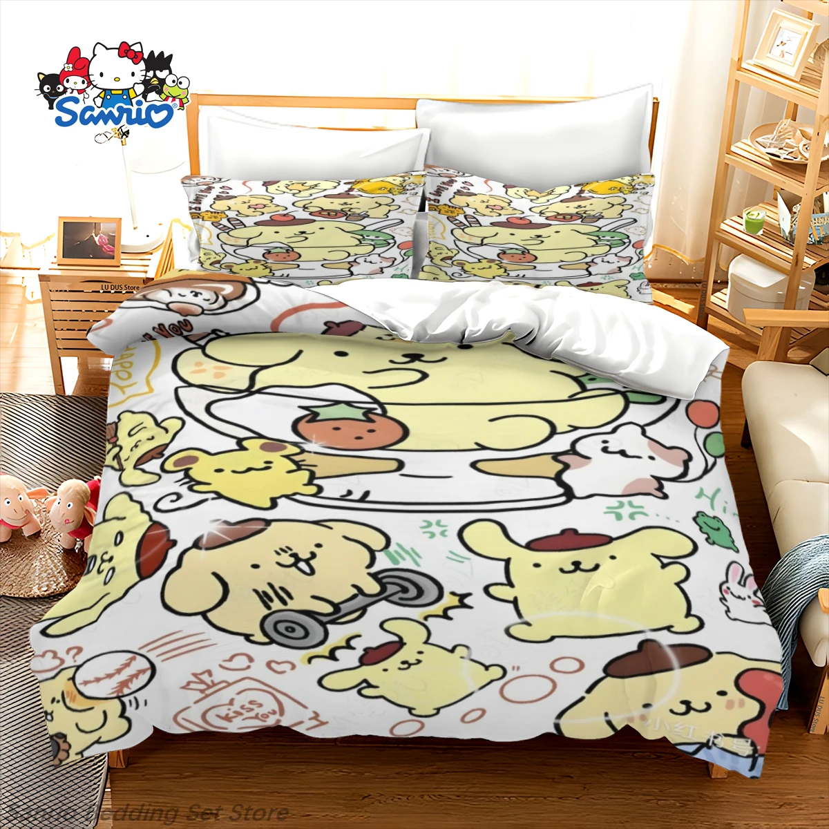 Sanrio Pompompurin Bedding Set 3Pcs Kawaii Anime Pochacco Dog Duvet Cover Set for Girls Kids Room Decor Birthday Gift Queen King
Sanrio Pompompurin Bedding Set 3Pcs Kawaii Anime Pochacco Dog Duvet Cover Set for Girls Kids Room Decor Birthday Gift Queen King