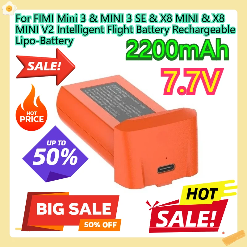 For FIMI Mini 3 & 3 SE & X8 MINI & X8 MINI V2 Intelligent Flight Battery Rechargeable Lipo-Battery 2200mAh
For FIMI Mini 3 & 3 SE & X8 MINI & X8 MINI V2 Intelligent Flight Battery Rechargeable Lipo-Battery 2200mAh