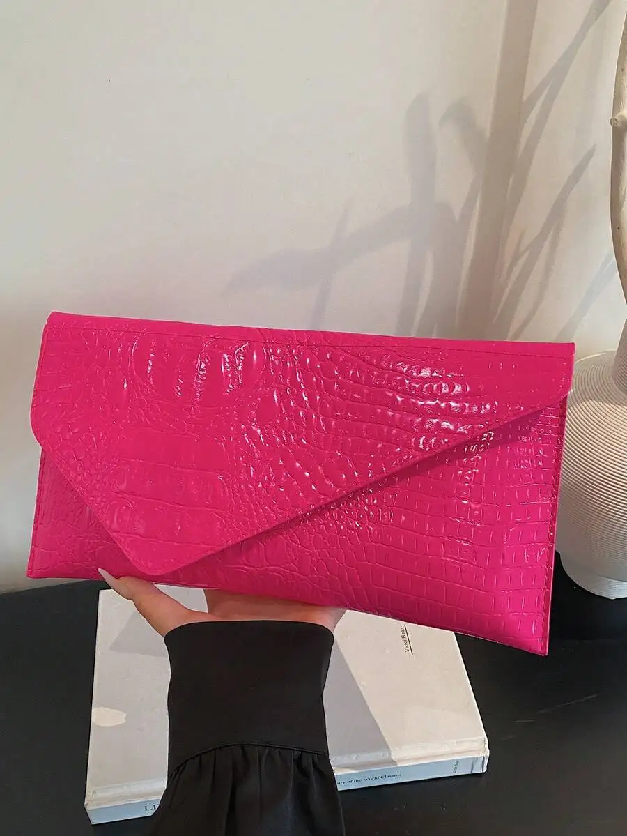 Vibrant Fuchsia Croc-Embossed Envelope Clutch For Women, Multi-Use Cosmetic And Travel Storage Pouch
Vibrant Fuchsia Croc-Embossed Envelope Clutch For Women, Multi-Use Cosmetic And Travel Storage Pouch