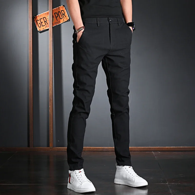 Men's Black Cotton Casual Pants Fashion Korean Style Streetwear Slim Fit Trousers
Men's Black Cotton Casual Pants Fashion Korean Style Streetwear Slim Fit Trousers