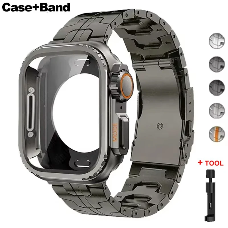 Чехол + ремешок для Apple Watch Ultra 2, 49 мм, 45 мм, 44 мм, металлический титановый ремешок для iWatch серии 9 8 7 6 5 4 SE
Чехол + ремешок для Apple Watch Ultra 2, 49 мм, 45 мм, 44 мм, металлический титановый ремешок для iWatch серии 9 8 7 6 5 4 SE