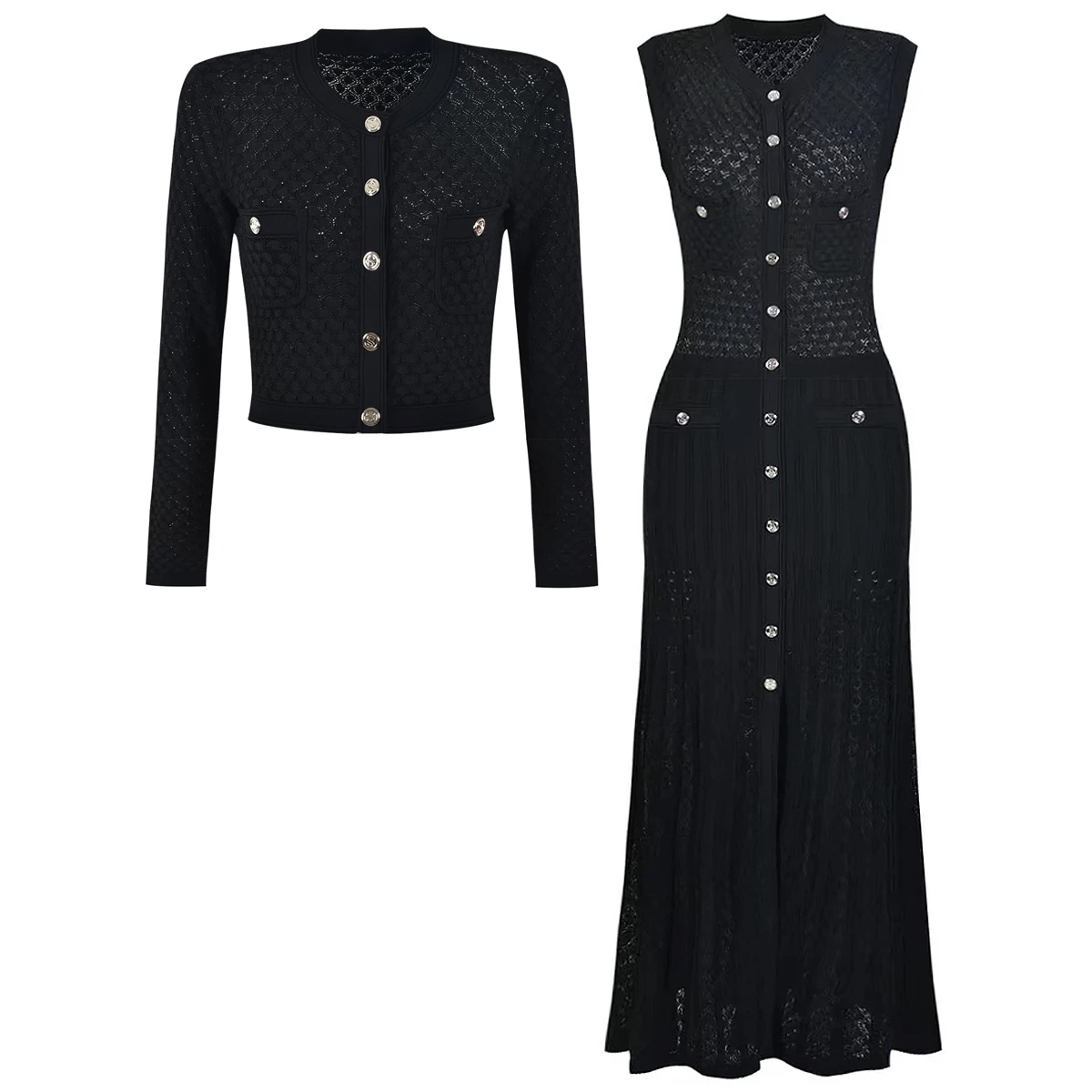 24133 High Version Summer New Women's Casual Hollow Out Lady Round Neck Long Sleeved Knitted Top+Sleeveless Long Dress
24133 High Version Summer New Women's Casual Hollow Out Lady Round Neck Long Sleeved Knitted Top+Sleeveless Long Dress