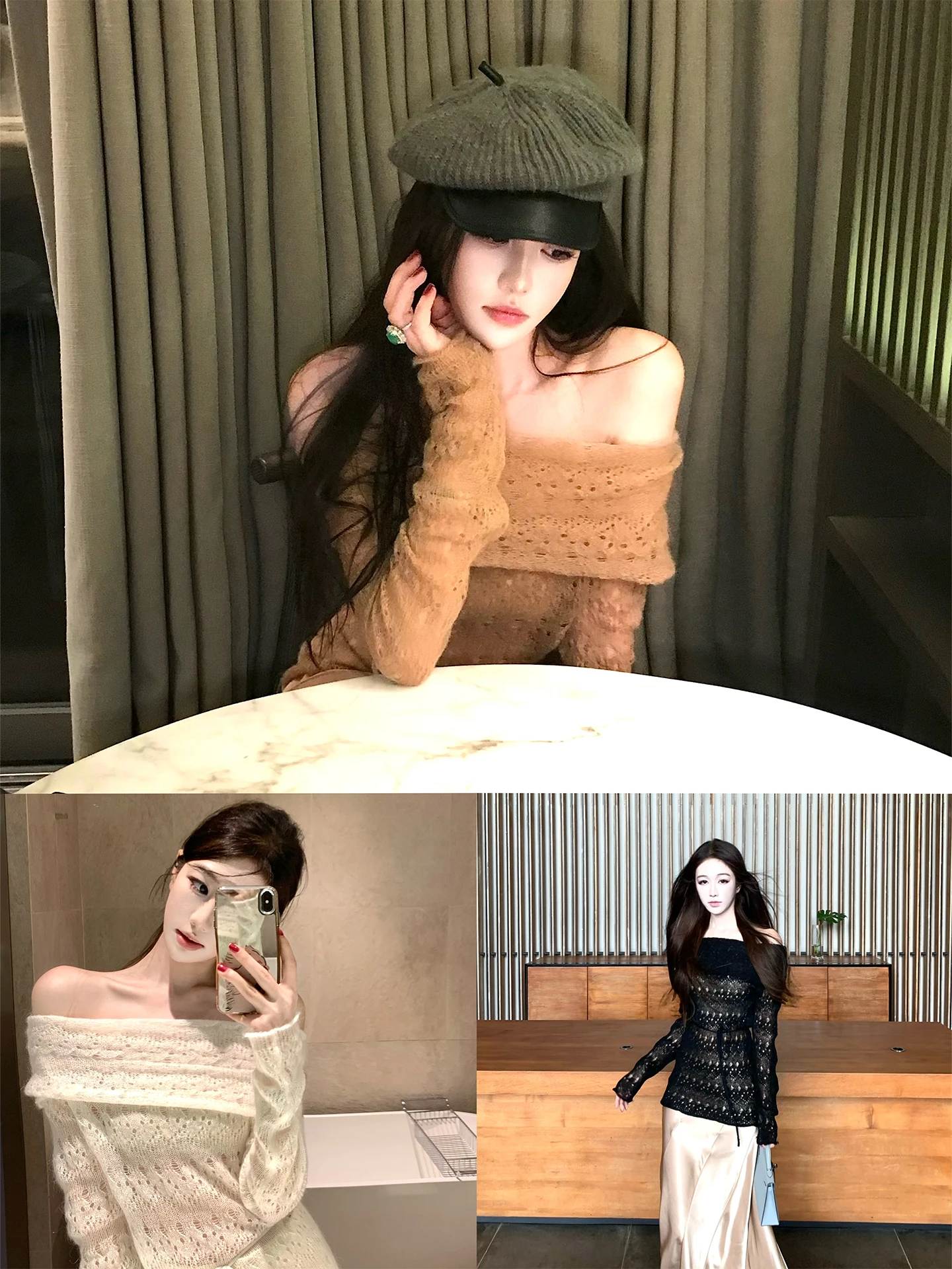 Amor Pure Desire Spring Summer Knitted Hollow out Slim Fit Shoulder Baring Knitwear for Women Sea Wool Commute Style
Amor Pure Desire Spring Summer Knitted Hollow out Slim Fit Shoulder Baring Knitwear for Women Sea Wool Commute Style