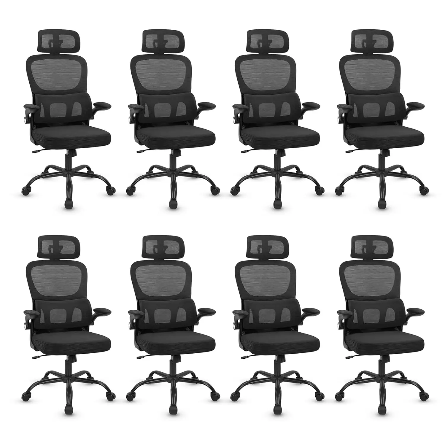 Ergonomic Mesh Office Chair,Adjustable Headrest Lumbar Support Flip-Up Arms Swivel Wheels,Conference 8-Pack,Customized
Ergonomic Mesh Office Chair,Adjustable Headrest Lumbar Support Flip-Up Arms Swivel Wheels,Conference 8-Pack,Customized