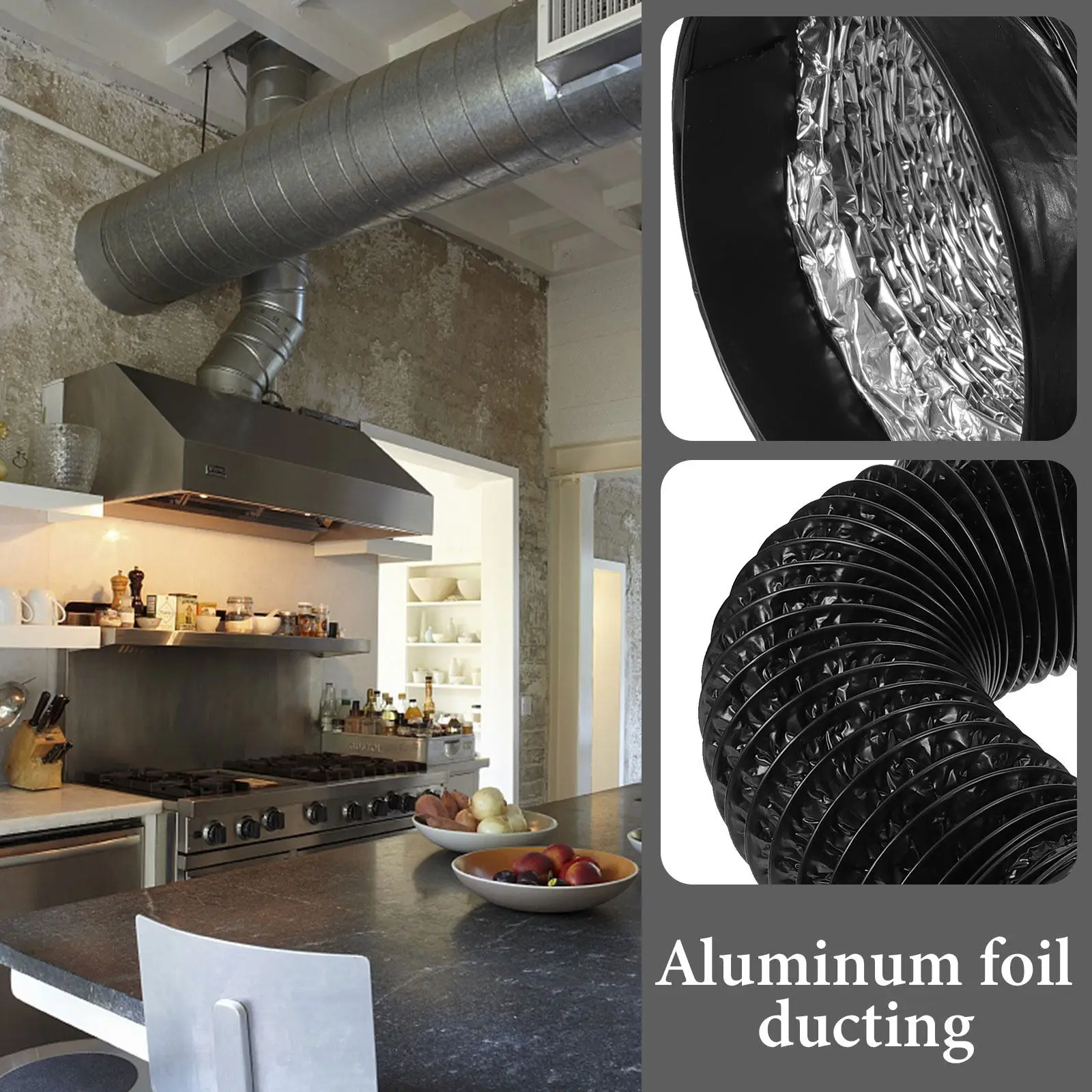 Flexible Aluminum Duct Pipe 100mm x 1.5m Black PVC Coated Durable Material For Dryer Vent Hose Suitable Tight Spaces
Flexible Aluminum Duct Pipe 100mm x 1.5m Black PVC Coated Durable Material For Dryer Vent Hose Suitable Tight Spaces
